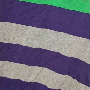 Green And Purple Multicolour Tshirt With Collar