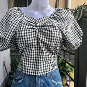 Black And White Gingham Crop Top 🎀