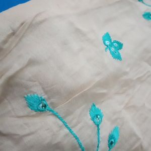 Chanderi Silk Embroidered Kurta With Dupatta