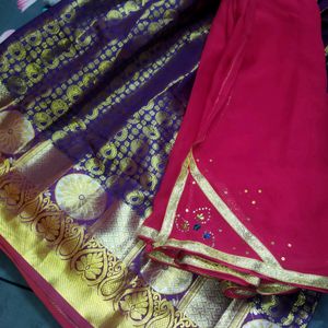 Pattu Paavadai With Matching Duppata