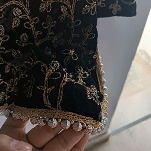 Black And Gold Heavy Embroidery Kurti