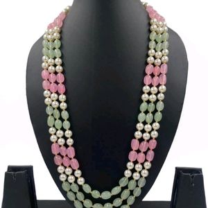 Gehna Shop Triple Semi Precious Jade Beads Neckles