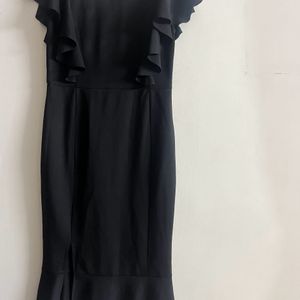 Straight Fit Black Midi Dress