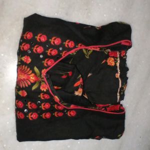 Beautiful Embroidery Black Kurta