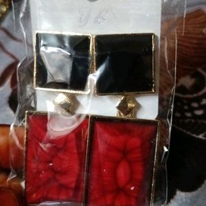 Red Black Earrings