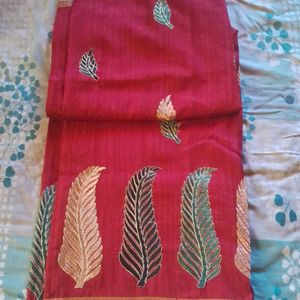 Red Colour Embroidery Saree