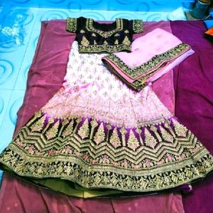 🩷 Pink Lehnga Double Cancan Layer