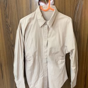 Khaki Color Waist Gather Shirt