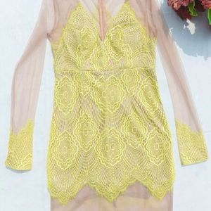 nude net bodycon dress