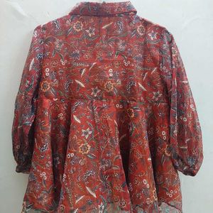 Janasya Rust Floral Top (L)