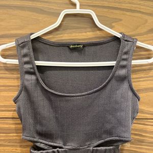 Grey Knitted Crop Top