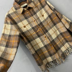 Vintage 1970s Checked Wool Shirt Jacket