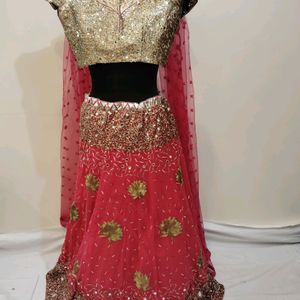 Pink Colour Mirror Worked Lehenga