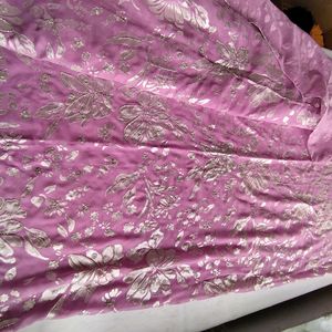 Lavender Heavy Beads Designer Saree(Women's)