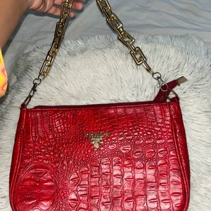 Prada Bag With Chunky Gold Chain