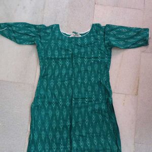 Vibrant Green Ikkat Kurta - Handcrafted