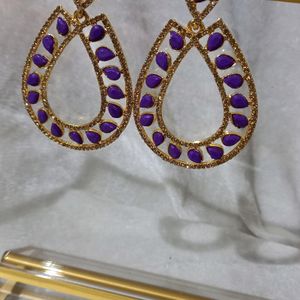 Party Purple And Golden Mix Earrings