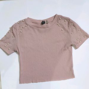 H&M Pinkish-peach Crop Top