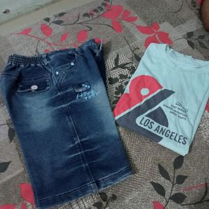 Combo Of Tshirt And Jeans Capri