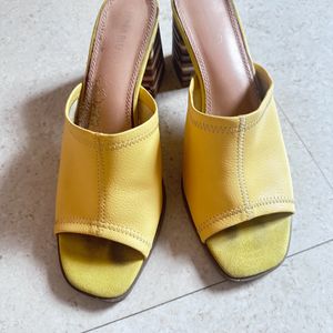 LUNA BLU by Westside Yellow Block-Heeled Mules