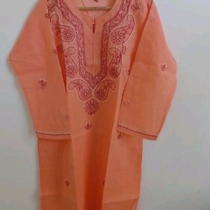 Cotton Kurta With Hand Embroidery