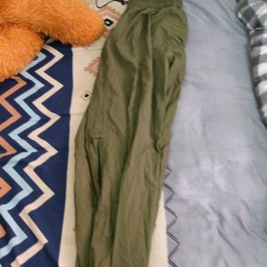 Olive green parachute pants