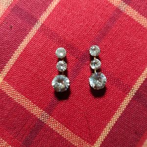Silver Stone Circle Drop Earrings.
