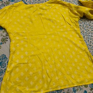 Yellow Kurti With Bell Sleeves