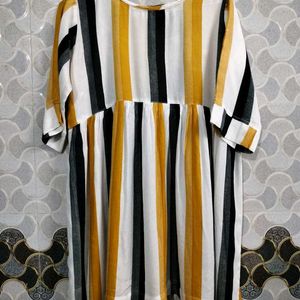 Yellow, Black nd white Stripped Trendy Kurta