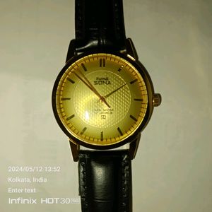 hmt Sona Hand Winding Mechanical Golden Watch