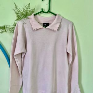 Collared Pastel Pink Sweatshirt