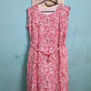 Pink Printed Casual Dress