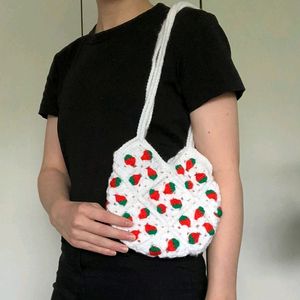 Crochet Strawberry 🍓 Squre Shoulder Bag