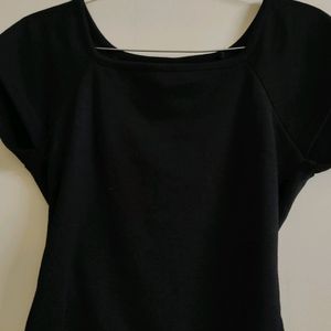 Square Neck Black Top