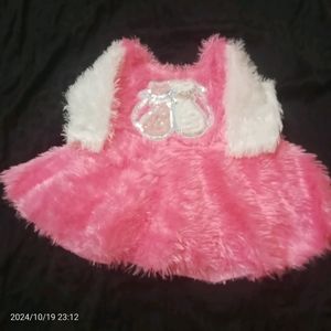 Pink Baby Fur Frock Never Used Like New