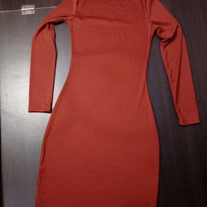 Brown Bodycon Dress For Women (Size-S)