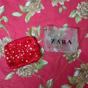 Red ZARA 2part Sling Bag For Women