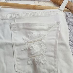 White Distressed  Shorts