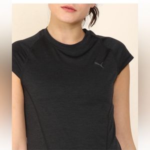 PUMAWomen Self Design Round Neck Black, Grey T-Shi