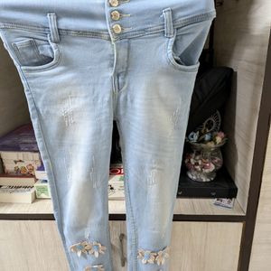 Women Stretchable Light blue Denim