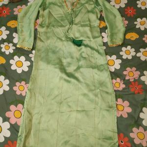 pretty pista green long kurti.