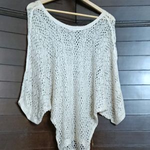 Leshop Women Beige Loose Fisher Style Crochet Top