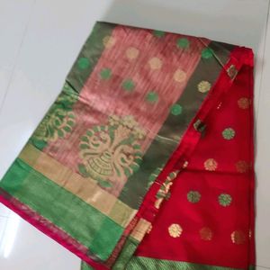 Banarsi Silk Saree With Stitched Blouse