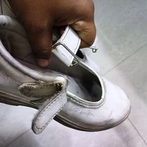 Girls White Coloured School Shoes