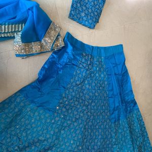 Blue Unstitched Blouse Lehenga Choli New