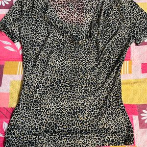 Animal Printed Cowl Neck Top