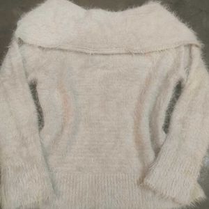 Fuzzy Knit Off Shoulder Top+Sweater