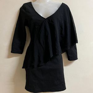 Korean Black Designer Full Sleeves One Piece♥️