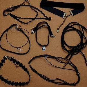 7 Piece Black Chokers