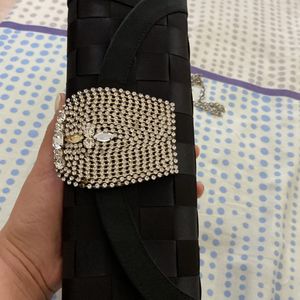 Black Party Clutch Bag With Swarovski